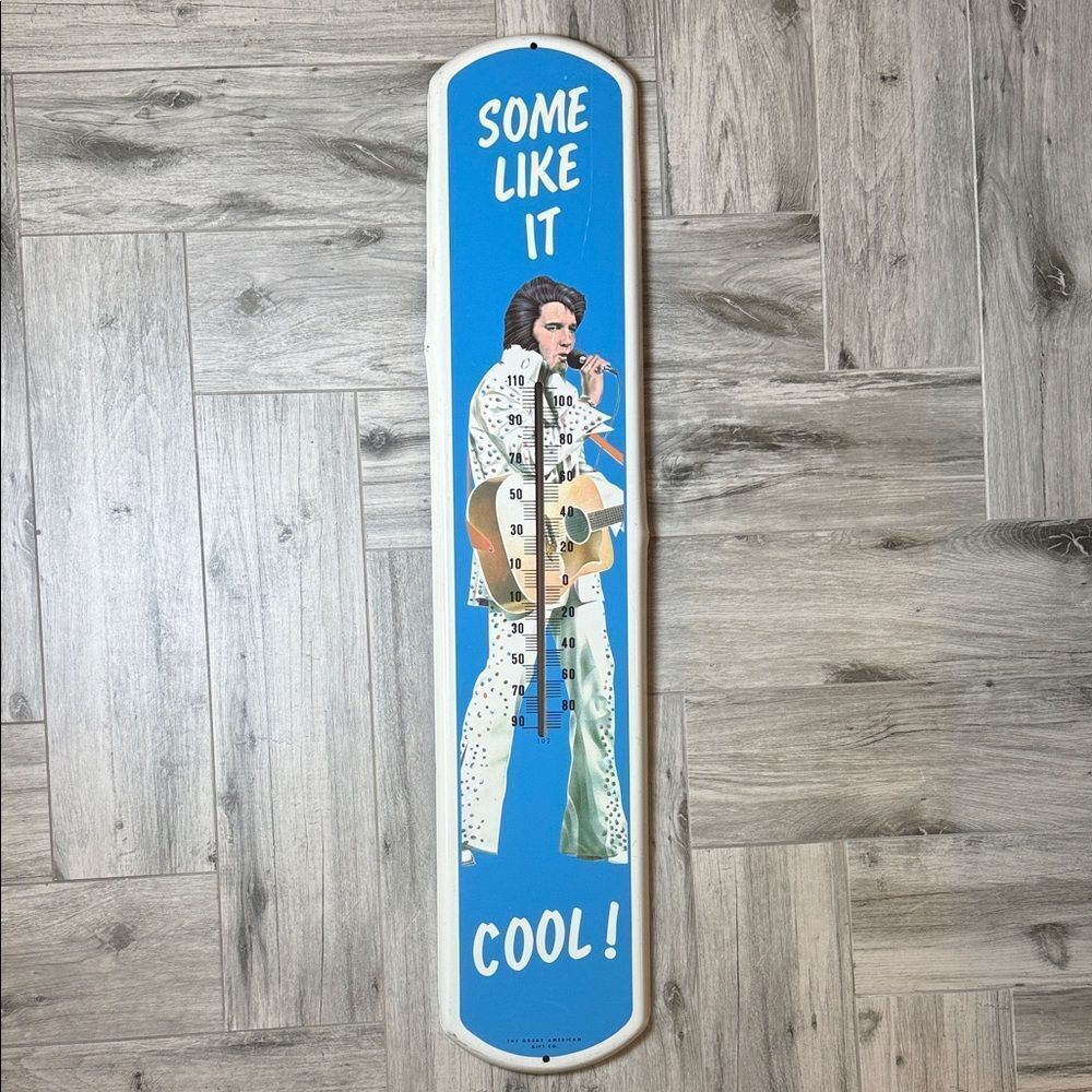 Vintage Blue Elvis Presley Icon ‘SOME LIKE IT COOL!’ Wall Thermometer